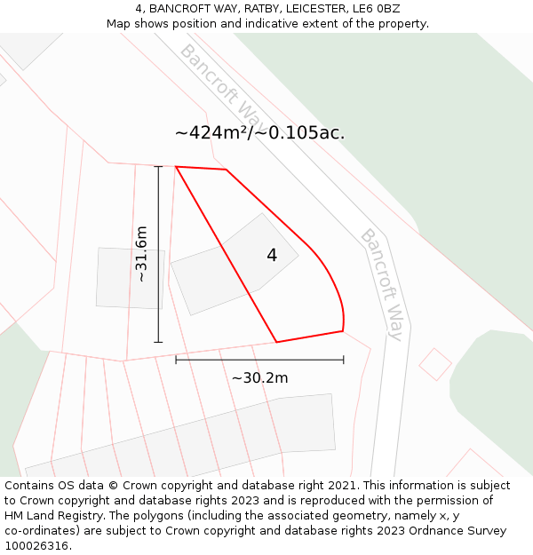 4, BANCROFT WAY, RATBY, LEICESTER, LE6 0BZ: Plot and title map