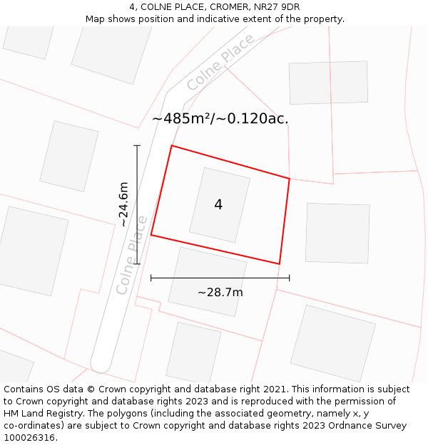 4, COLNE PLACE, CROMER, NR27 9DR: Plot and title map