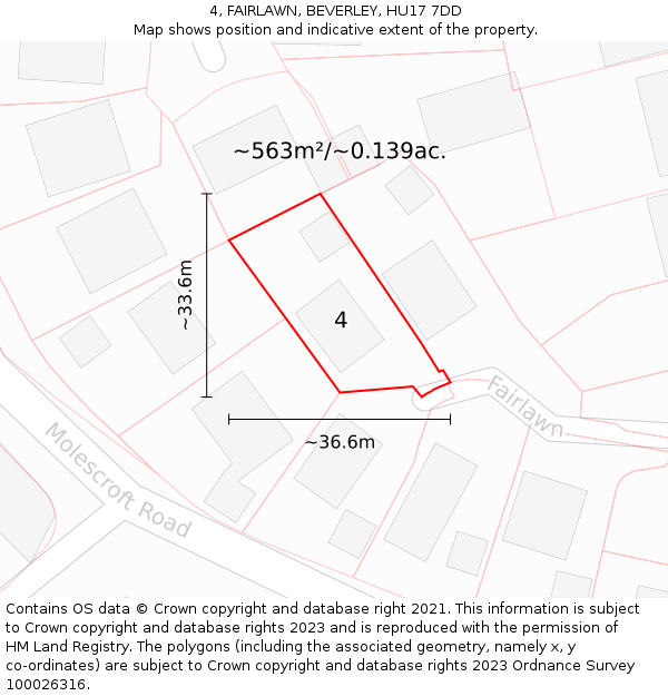 4, FAIRLAWN, BEVERLEY, HU17 7DD: Plot and title map