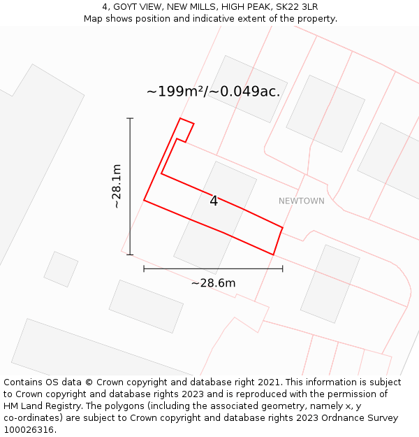 4, GOYT VIEW, NEW MILLS, HIGH PEAK, SK22 3LR: Plot and title map