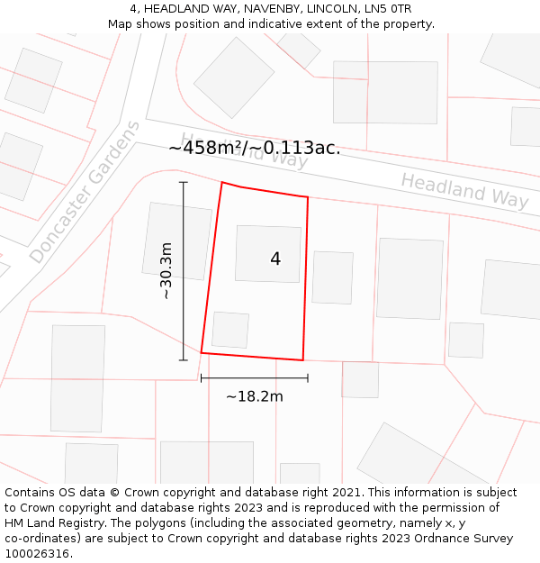 4, HEADLAND WAY, NAVENBY, LINCOLN, LN5 0TR: Plot and title map