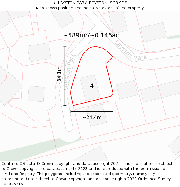 4, LAYSTON PARK, ROYSTON, SG8 9DS: Plot and title map