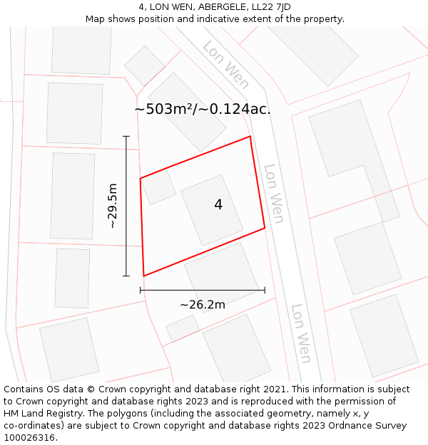 4, LON WEN, ABERGELE, LL22 7JD: Plot and title map