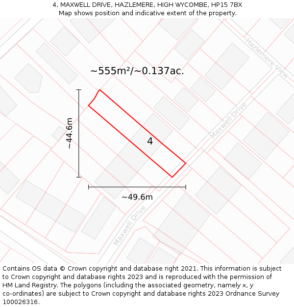 4, MAXWELL DRIVE, HAZLEMERE, HIGH WYCOMBE, HP15 7BX: Plot and title map