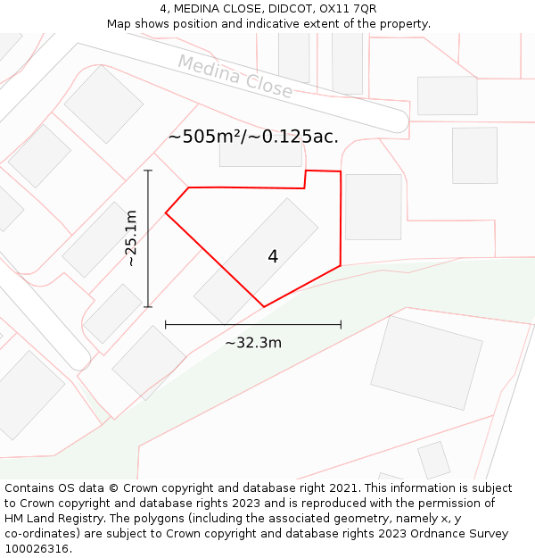 4, MEDINA CLOSE, DIDCOT, OX11 7QR: Plot and title map