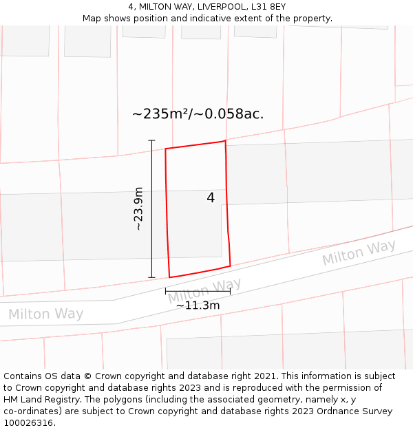 4, MILTON WAY, LIVERPOOL, L31 8EY: Plot and title map