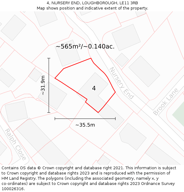 4, NURSERY END, LOUGHBOROUGH, LE11 3RB: Plot and title map