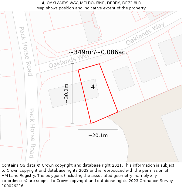 4, OAKLANDS WAY, MELBOURNE, DERBY, DE73 8LR: Plot and title map