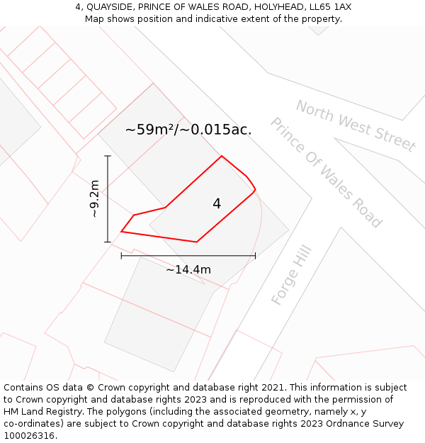 4, QUAYSIDE, PRINCE OF WALES ROAD, HOLYHEAD, LL65 1AX: Plot and title map