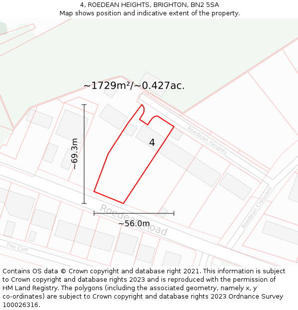 4, ROEDEAN HEIGHTS, BRIGHTON, BN2 5SA: Plot and title map