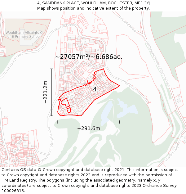 4, SANDBANK PLACE, WOULDHAM, ROCHESTER, ME1 3YJ: Plot and title map