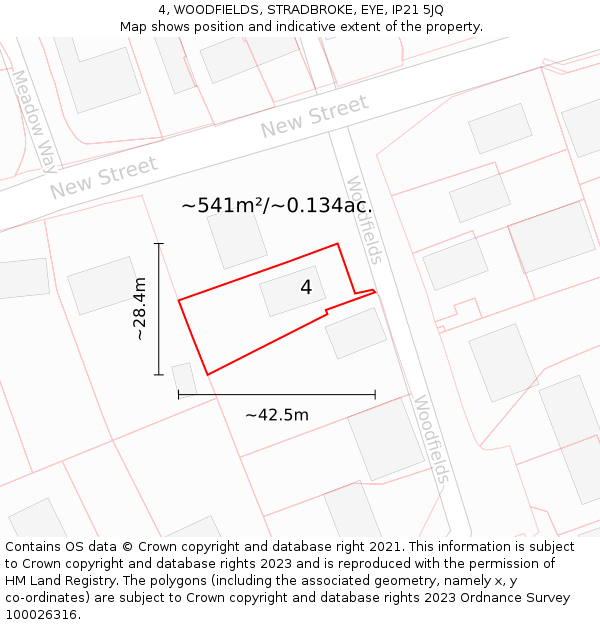 4, WOODFIELDS, STRADBROKE, EYE, IP21 5JQ: Plot and title map