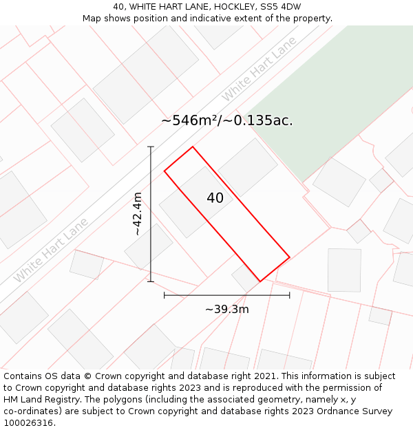 40, WHITE HART LANE, HOCKLEY, SS5 4DW: Plot and title map