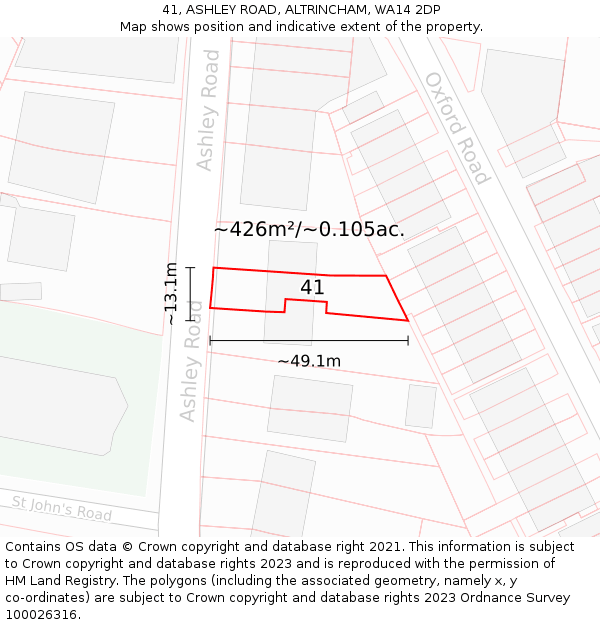 41, ASHLEY ROAD, ALTRINCHAM, WA14 2DP: Plot and title map