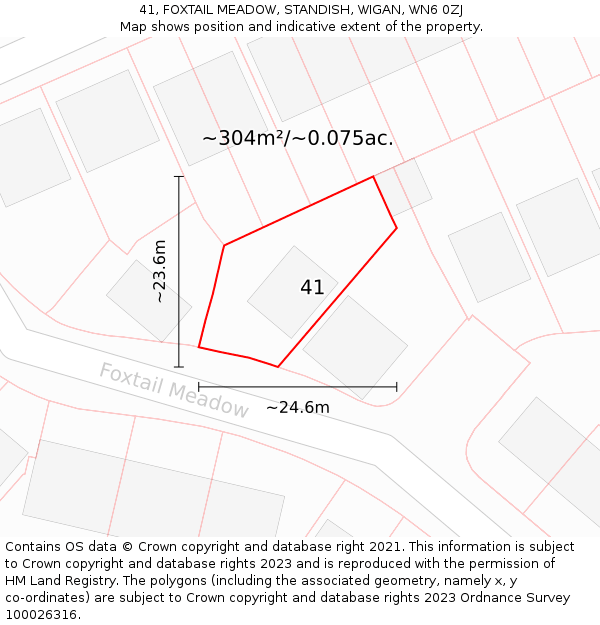 41, FOXTAIL MEADOW, STANDISH, WIGAN, WN6 0ZJ: Plot and title map