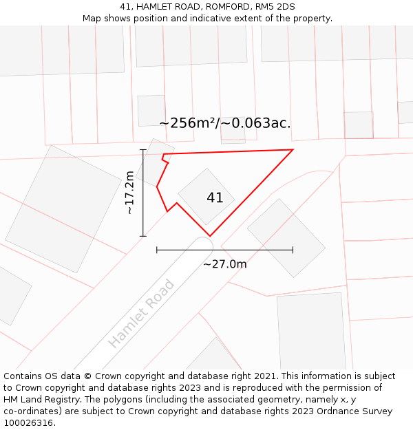 41, HAMLET ROAD, ROMFORD, RM5 2DS: Plot and title map