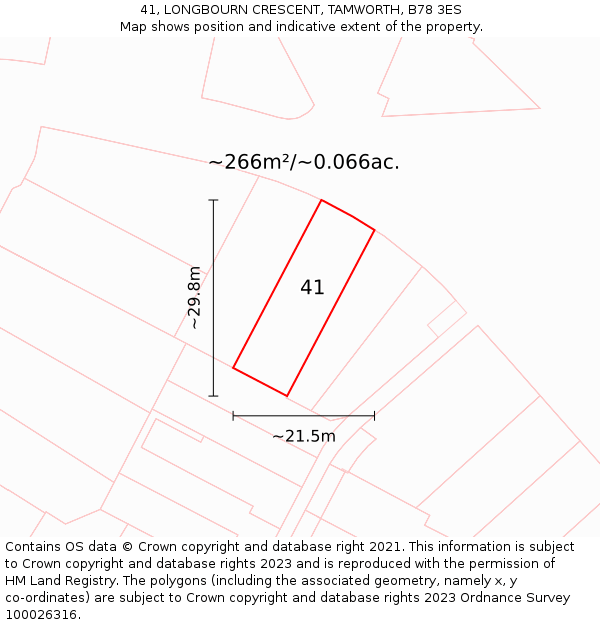 41, LONGBOURN CRESCENT, TAMWORTH, B78 3ES: Plot and title map