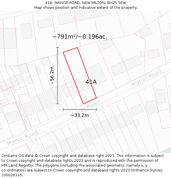 41A, MANOR ROAD, NEW MILTON, BH25 5EW: Plot and title map