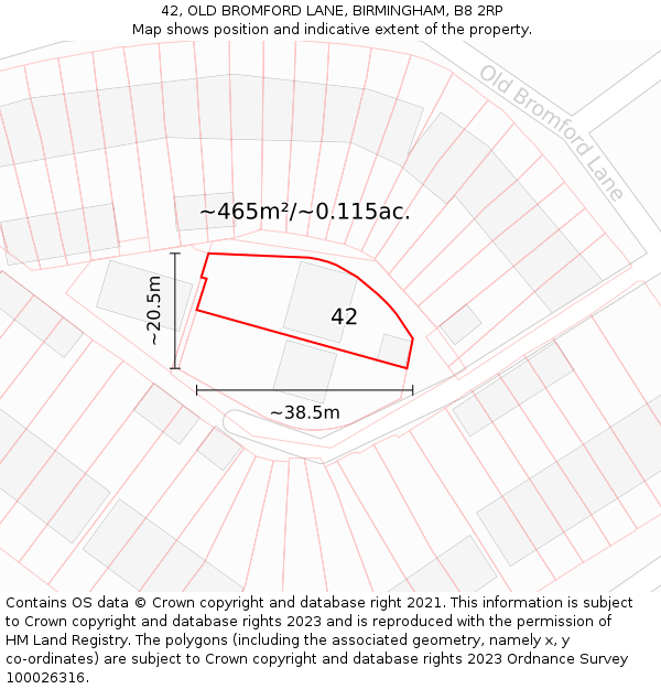 42, OLD BROMFORD LANE, BIRMINGHAM, B8 2RP: Plot and title map