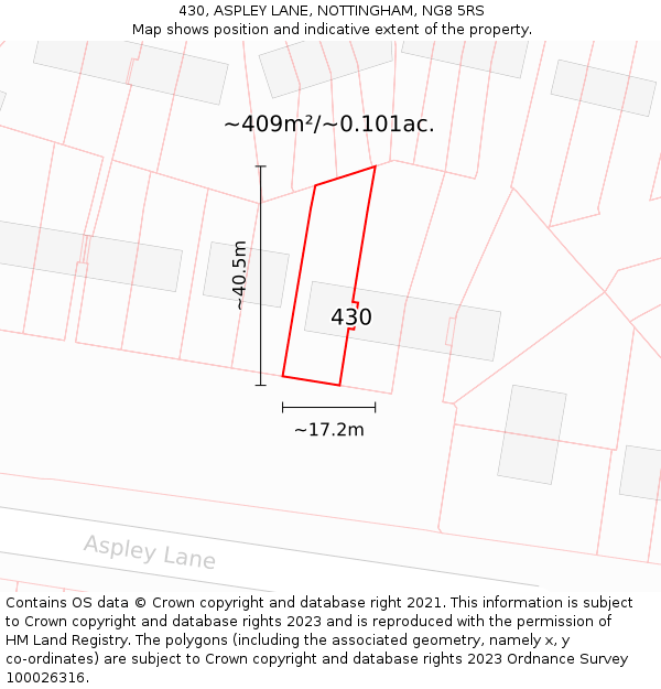 430, ASPLEY LANE, NOTTINGHAM, NG8 5RS: Plot and title map