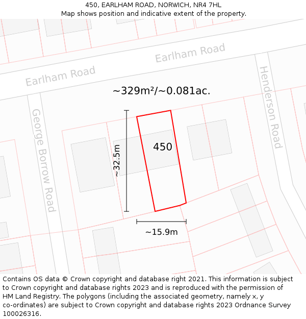 450, EARLHAM ROAD, NORWICH, NR4 7HL: Plot and title map