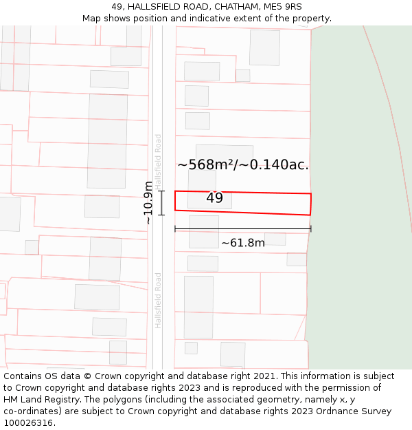 49, HALLSFIELD ROAD, CHATHAM, ME5 9RS: Plot and title map