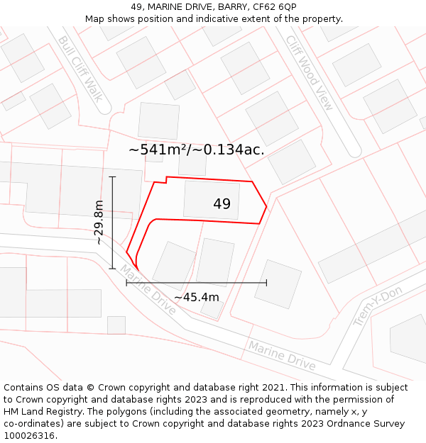 49, MARINE DRIVE, BARRY, CF62 6QP: Plot and title map