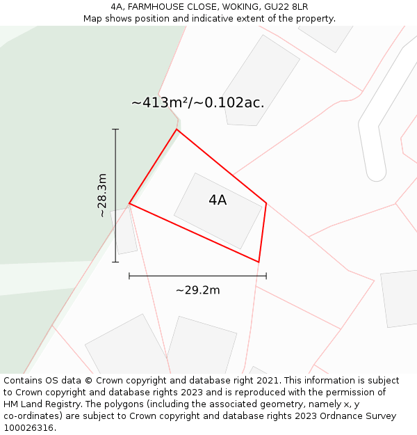 4A, FARMHOUSE CLOSE, WOKING, GU22 8LR: Plot and title map