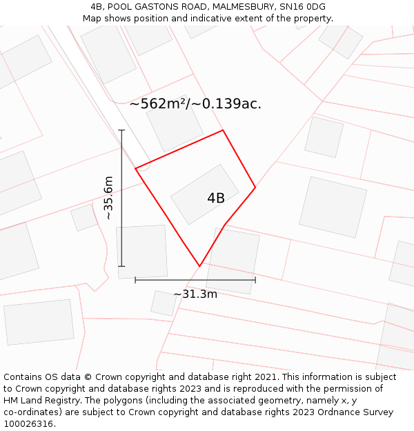 4B, POOL GASTONS ROAD, MALMESBURY, SN16 0DG: Plot and title map