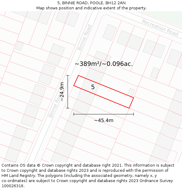 5, BINNIE ROAD, POOLE, BH12 2AN: Plot and title map