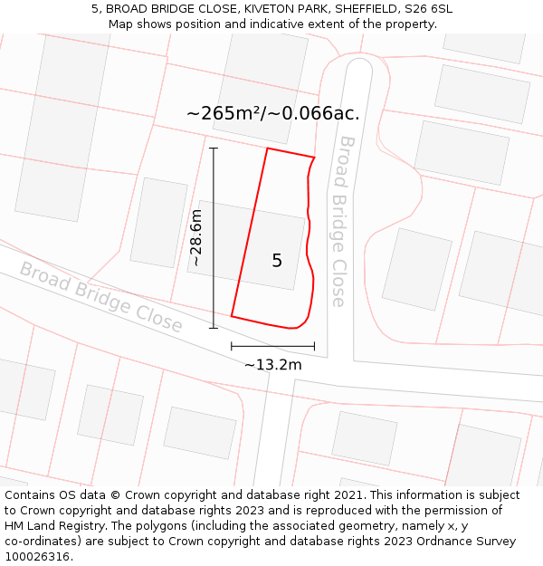 5, BROAD BRIDGE CLOSE, KIVETON PARK, SHEFFIELD, S26 6SL: Plot and title map