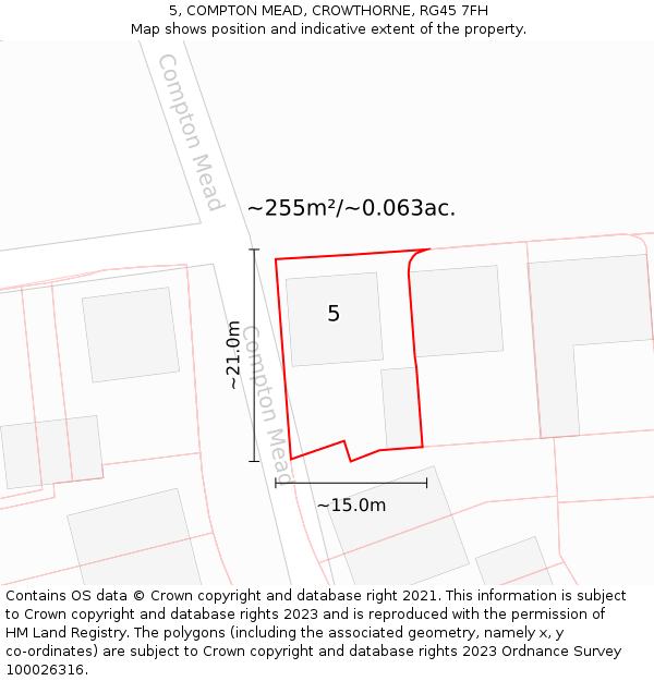 5, COMPTON MEAD, CROWTHORNE, RG45 7FH: Plot and title map