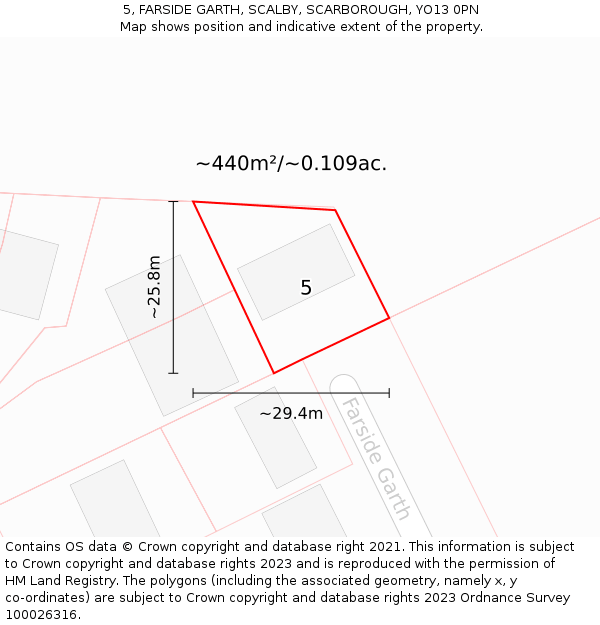 5, FARSIDE GARTH, SCALBY, SCARBOROUGH, YO13 0PN: Plot and title map