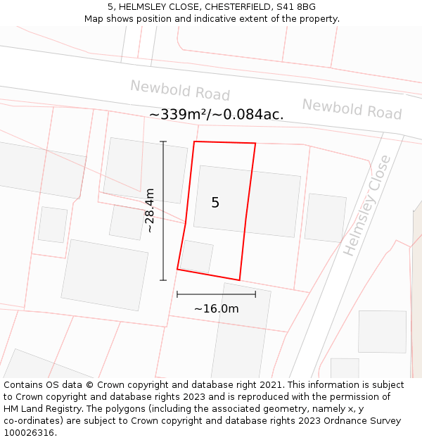 5, HELMSLEY CLOSE, CHESTERFIELD, S41 8BG: Plot and title map