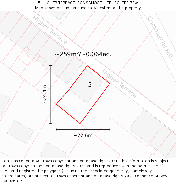 5, HIGHER TERRACE, PONSANOOTH, TRURO, TR3 7EW: Plot and title map