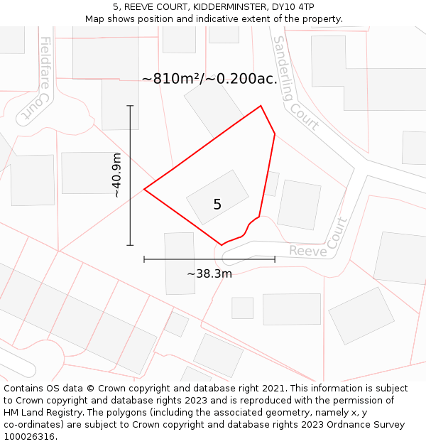 5, REEVE COURT, KIDDERMINSTER, DY10 4TP: Plot and title map