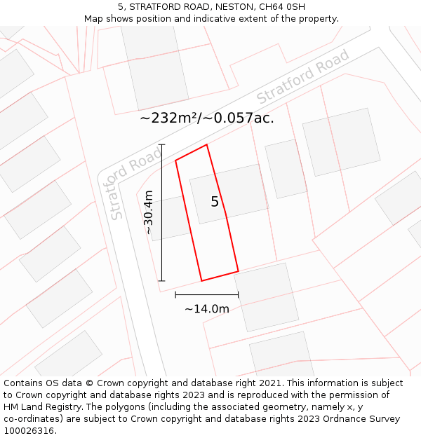 5, STRATFORD ROAD, NESTON, CH64 0SH: Plot and title map