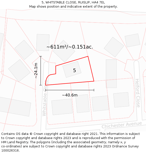 5, WHITSTABLE CLOSE, RUISLIP, HA4 7EL: Plot and title map