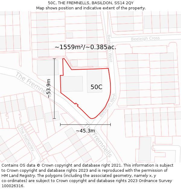 50C, THE FREMNELLS, BASILDON, SS14 2QY: Plot and title map