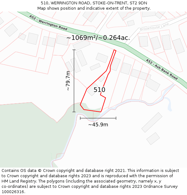 510, WERRINGTON ROAD, STOKE-ON-TRENT, ST2 9DN: Plot and title map