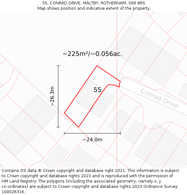 55, CONRAD DRIVE, MALTBY, ROTHERHAM, S66 8RS: Plot and title map