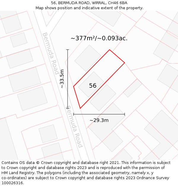 56, BERMUDA ROAD, WIRRAL, CH46 6BA: Plot and title map