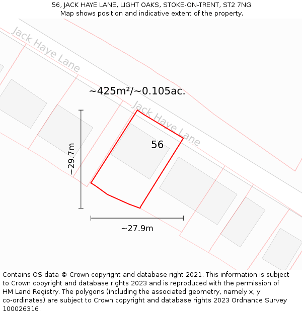 56, JACK HAYE LANE, LIGHT OAKS, STOKE-ON-TRENT, ST2 7NG: Plot and title map