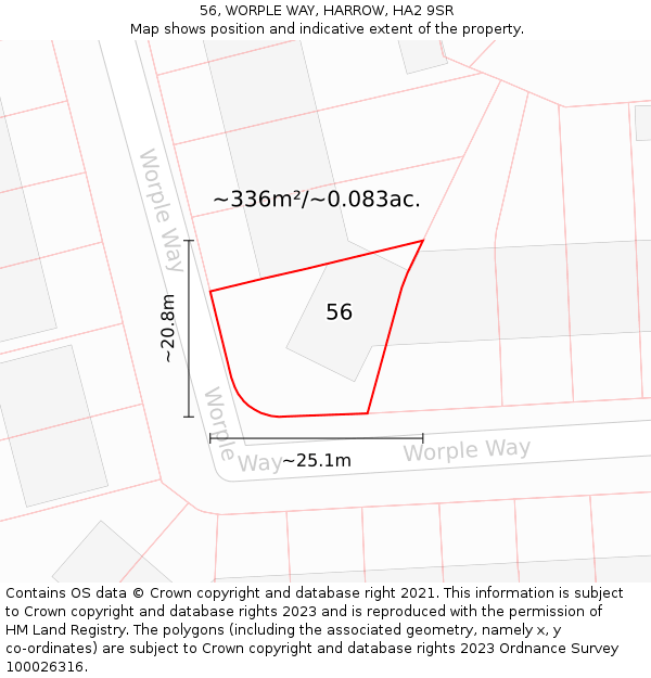 56, WORPLE WAY, HARROW, HA2 9SR: Plot and title map