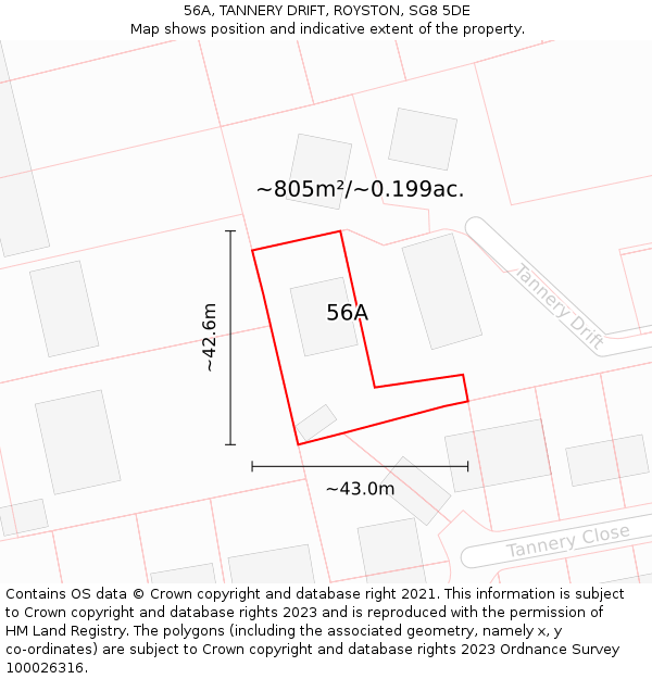 56A, TANNERY DRIFT, ROYSTON, SG8 5DE: Plot and title map