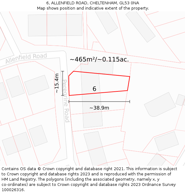 6, ALLENFIELD ROAD, CHELTENHAM, GL53 0NA: Plot and title map