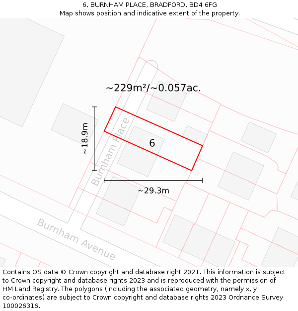 6, BURNHAM PLACE, BRADFORD, BD4 6FG: Plot and title map