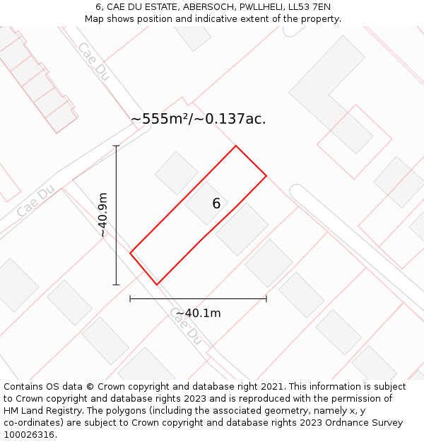 6, CAE DU ESTATE, ABERSOCH, PWLLHELI, LL53 7EN: Plot and title map