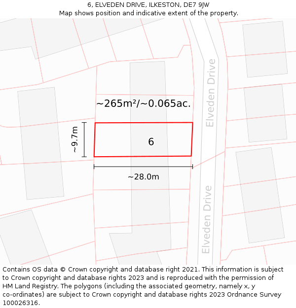 6, ELVEDEN DRIVE, ILKESTON, DE7 9JW: Plot and title map