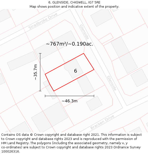 6, GLENSIDE, CHIGWELL, IG7 5RE: Plot and title map